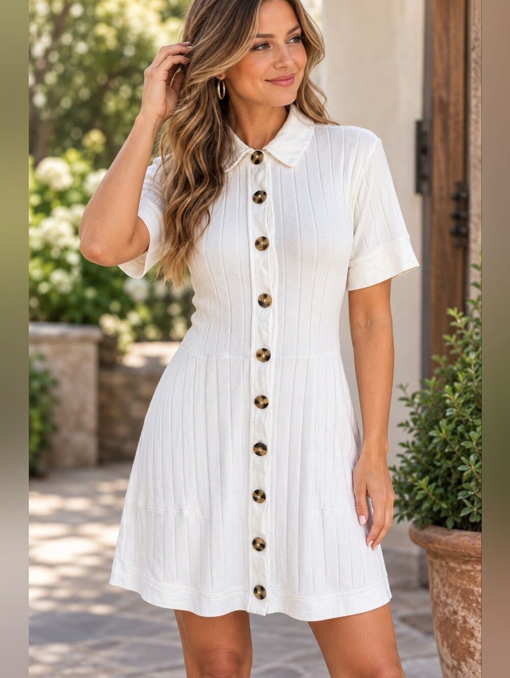 Free People Beach New Afternoon Front Button Mini Shirt Dress Ivory XS Boho
